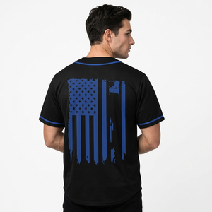 Camiseta Deportiva Personalizada de Béisbol Negra con Botones, Manga Corta, Ropa Deportiva de Equipo, Impresión por Transferencia de Calor, Unisex - Product Image 2