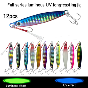 XUHANG JF51 7g Señuelo Metálico Luminoso UV para Lanzamiento Largo, Micro Jigging Vibrante y de Hundimiento para Caballa, Lubina y Peces de Agua Dulce - Product Image 1