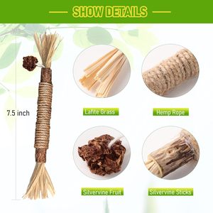 Jouet pour chat en forme de boule en fruits de Polygonum Multiflorum et de raphia Sinensis avec bâtonnet à mordre pour le jeu et l'exercice des molaires - Product Image 6