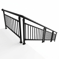 Rampe d'escalier moderne en aluminium noir thermolaqué, design nouveau, garde-corps de balcon personnalisé, garde-corps de sécurité pour usage domestique, extérieur et commercial