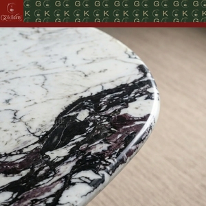 Mesa de Mármol Ovalada Calacatta Viola para Hotel o Villa de Lujo GOLDKING, con Vetas Blancas, Púrpuras y Grises, Patas a Juego, Directo de Fábrica - Product Image 5