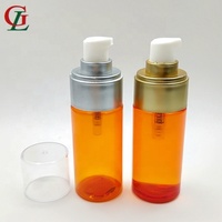 Haute qualité 60 ML PET orange lotion bouteille bouche de canard pompe bouteille semi transparent bouteille d'eau avec peinture pompe