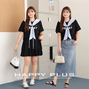 เสื้อยืดแขนสั้นสีดำสำหรับผู้หญิงไซส์ใหญ่รุ่นรันฉี พร้อมปกแบบผ้าคลุมไหล่ รุ่น N8009 ผ้าเจอร์ซีย์ - Product Image 2