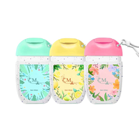 Promoción de Navidad, Botellas de Plástico PET Transparente de 30 ml con Tapa Colorida Rosa y Roja para Desinfectante, Loción para Lavarse las Manos para Niños