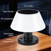 Lampe de table solaire pour jardin, rechargeable, IP65, LED, commande par bouton, 4 niveaux de luminosité réglables, résistante à l'eau, lumière de nuit moderne