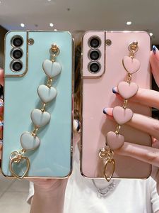 Funda A73 de Lujo con Correa de Cadena de Corazones, Soporte para Teléfono, Cubierta Electrochapada para Samsung Galaxy A51 <span class=keywords><strong>A52</strong></span> A50 A30 A70 A31 A71 A33 A53 A7 <span class=keywords><strong>M33</strong></span> - Product Image 3