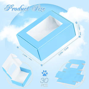 La mejor opción, embalaje de regalo duradero confiable, galleta de caramelo, Mini caja de pastel de papel personalizada Kraft azul con ventana - Product Image 2