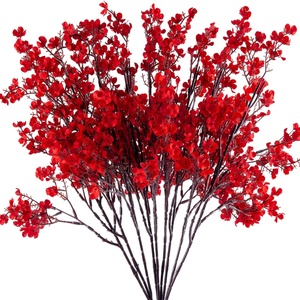 Real Touch Red Babys Breath <b>Artificial</b> <b>Flowers</b> Handmade Faux Gypsophila Bouquet for Home Christmas Chinese New Year - Product Image 1