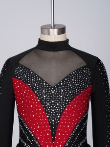 Girls Figure Skating Dresses Long Sleeve Rhinestone Mesh Skirt Ice Skating Competition <b>Costume</b> Kids Performance - Product Image 3