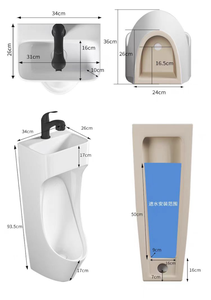 Kidoir Vente en gros Salle de bain sur pied Céramique <span class=keywords><strong>Urinoir</strong></span> pour homme Cuvette Wc <span class=keywords><strong>Urinoir</strong></span> autoportant pour homme <span class=keywords><strong>avec</strong></span> lavabo - Product Image 2