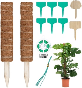 2PCS Coir Totem Pole Plants Support for Climbing Plant Support Extension with Gardening Tools Set & Ties & Plant Labels