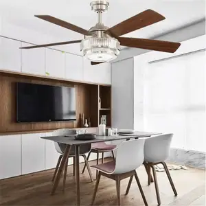 Modern Decorative Iron Metal Save Energy Crystal Ceiling Light Fan