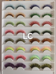 رموش صناعية بألوان قوس قزح بالجملة، ناعمة وخفيفة، رموش ملونة خماسية الأبعاد قابلة لإعادة الاستخدام، مصنوعة يدويًا بشريط قطني أسود 0.10 مم - Product Image 4