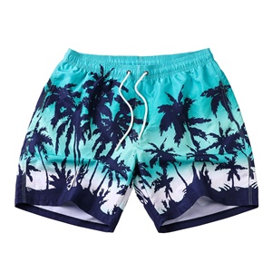 Shorts de plage pour hommes de conception d'impression imperméable de qualité supérieure doublure en maille Shorts de planche de surf de bain loisirs de bord de mer tronc à séchage rapide palmier - Product Image 3