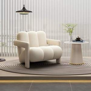 Canapé de style crème nordique avec plusieurs chaises de couleur variée, adapté au salon, à la chambre et aux salons de beauté (chaises d'attente). - Product Image 2