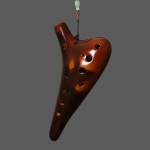 Ocarina en céramique jaune ambre à 12 trous, modèle Alto C AC, instrument à vent folklorique de fabrication artisanale pour l'enseignement musical - Vente en gros usine - Product Image 3