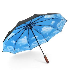 Paraguas de Mano Plegable de 3 Secciones para Mujer, Promocional, de Tela Pongee Pequeña, Impermeable, con Logotipo - Product Image 2