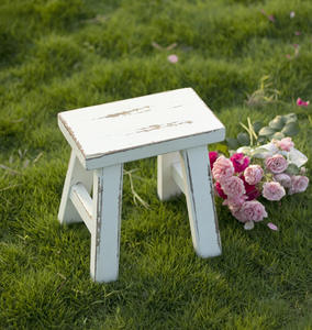 Amerikan Country tarzı Vintage sıkıntılı beyaz katı ahşap el yapımı düşük dışkı bahçe ve fotoğraf sahne fotoğraf Prop için - Product Image 6