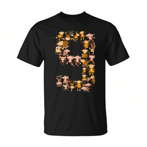 Camiseta con temática de mono para el 9º cumpleaños de niños, manga corta, cuello redondo, impresión digital, regalo unisex para niños - Product Image 3
