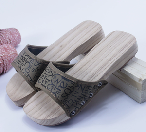 新款高品质女士木质拖鞋防滑出汗吸水舒适女士<span class=keywords><strong>Geta</strong></span>滑动凉鞋高跟鞋低价 - Product Image 3