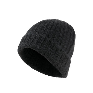 Knitted <b>Hat</b> Solid Color Black <b>Warm</b> Windproof Ski Cap For Outdoor Cycling Adult Unisex - Product Image 1
