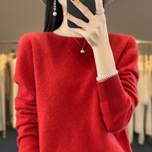 Maglione da <span class=keywords><strong>Donna</strong></span> in <span class=keywords><strong>Cashmere</strong></span> 100% a Collo Tondo, Taglie S-XXL, Pullover Largo con Orlo Morbido, Nuovo Colore Unito per Autunno/Inverno - Product Image 6
