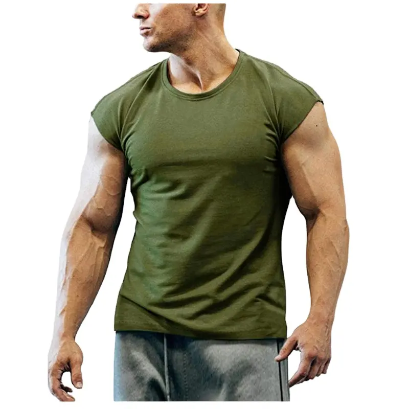 New slim short sleeve men's T-shirt young muscle fitness Men's t shirt large size gym wear tshirt