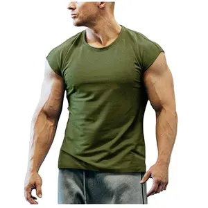 New slim short sleeve men's T-shirt young muscle fitness Men's t shirt large size gym wear tshirt