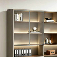 Meuble de classement en bois de qualité E0 avec portes vitrées, bibliothèque de luxe légère avec bandes lumineuses, armoire de rangement et de classement