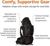 Sac à dos à cadre interne 75L, grand sac à dos de randonnée avec housse de pluie, léger, pour le camping, l'alpinisme, le trekking, les voyages, pour hommes