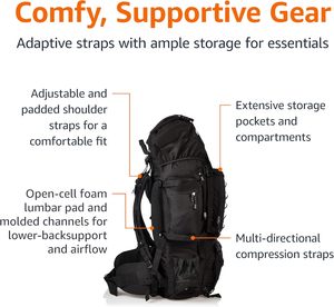 75L Internal Frame <b>Backpack</b> Large Hiking Rucksack Rain Cover Lightweight Camping Mountaineering <b>Trekking</b> Travel Daypack For Men - Product Image 3