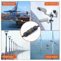 Connecteur de câble électrique étanche IP68 M16 mâle/femelle 3 broches, boîtier PA66, contacts en alliage de cuivre, 17,5 A 400 V, certifié CE