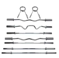 Barre de musculation EZ Curl Dinuo de 1,2 m (47 po) avec 2 roulements, en acier allié chromé, pour entraînement de force en salle de sport, poids libre