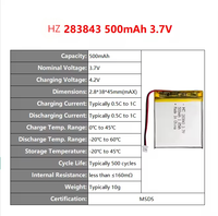 بطارية ليثيوم بوليمر HZ 283843 5C بسعة 450 مللي أمبير وجهد 3.7 فولت عالية التدفق للإلكترونيات الرقمية المحمولة مع شهادة MSDS