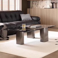 Table basse rectangulaire de luxe légère en marbre noir et rose pour salon, minimaliste et créatif, avec sens avancé ZEM848