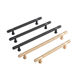 Tiradores moleteados de barra en T de latón cruzado con corte de diamante, herrajes para armarios y muebles de cocina para armarios, vestidores, armarios - Product Image 3