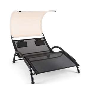 Meubles modernes de chaise longue/chaise longue en métal pour l'extérieur à deux places pour jardin, patio, hôtels, parcs, cours, villas - Product Image 1