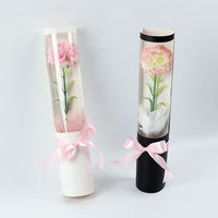 Boîtes à fleurs roses cylindriques avec fenêtre transparente en Pvc, emballage de Bouquet unique fête des mères Offre Spéciale
