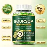 Gummies au corossol, mousse d'Irlande, ashwagandha et curcuma pour le soutien immunitaire et la gestion de l'énergie, végétaliennes, faibles en sucre, supplément à base de plantes, 60 unités, OEM