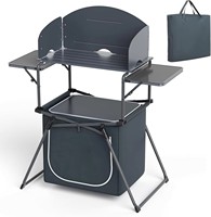 Table de camping pliable en aluminium portable avec sac de rangement, table de barbecue avec pare-vent pour la cuisson en plein air, les pique-niques