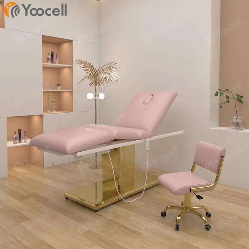 Yoocell cosmetic 3 motori letti da salone rosa portatili lettino da massaggio elettrico beauty spa lettino per il viso letto per ciglia per grossista