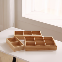 Boîte de rangement multifonctionnelle en bambou et bois poli avec compartiments pour ranger les collations et les fruits secs