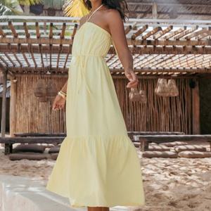 Vestido Largo Informal de Verano 2025 para Mujer, de Algodón y Lino, Estilo Casual, Color Sólido - Product Image 2