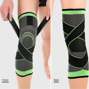 Genouillères de soutien en néoprène et nylon avec sangle élastique, compression réglable, antidérapantes, unisexe, écologiques, pour la course à pied - Product Image 4