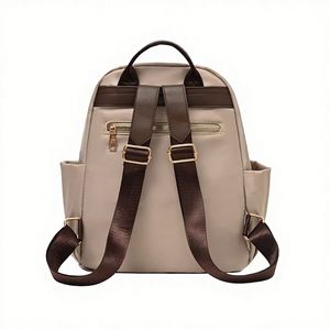Women's Nylon Waterproof Square Backpack 20-35L Capacity Daily Use <b>Large</b> Storage Fashionable Rivet Design Zipper Closure - Product Image 4