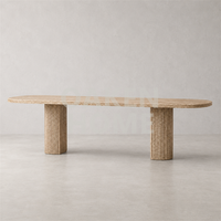 Table de salle à manger OAKEN en marbre, base en pierre naturelle, meubles de luxe sur mesure, table de cuisine ovale, meubles pour la maison