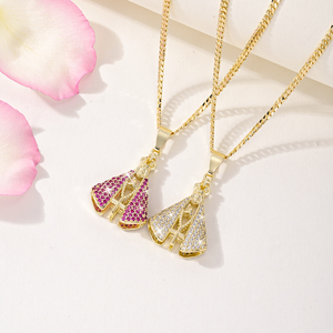 Collier unisexe avec pendentif croix et Vierge <span class=keywords><strong>Marie</strong></span> en laiton incrusté de zircon blanc et <span class=keywords><strong>rose</strong></span>, plaqué or, avec chaîne à maillons - Product Image 1