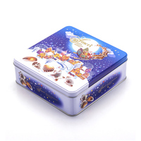 Boîte d'emballage carrée en fer blanc personnalisée en usine Boîtes à biscuits de Noël Cadeau Bonbons Chocolat Boîte à biscuits carrée avec couvercle