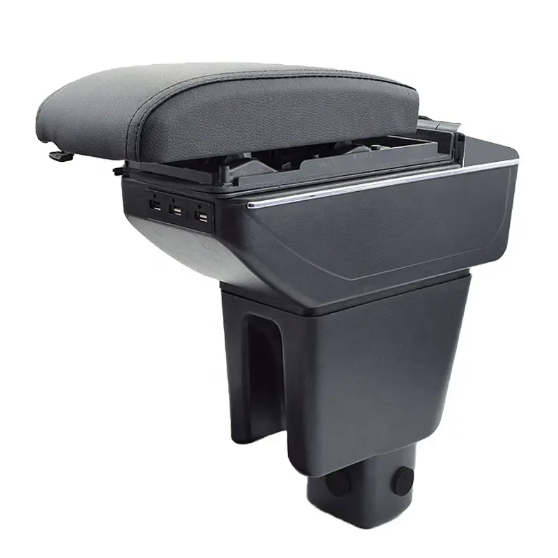 Vtear para Honda Amaze Reposabrazos de carga USB aumentar doble capa de almacenamiento de la caja central de contenido de la tienda brazo resto accesorios 14-18