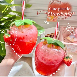 Garrafa de Água Criativa de Plástico Transparente com Canudo para Meninas e Estudantes, Atacado - Product Image 1